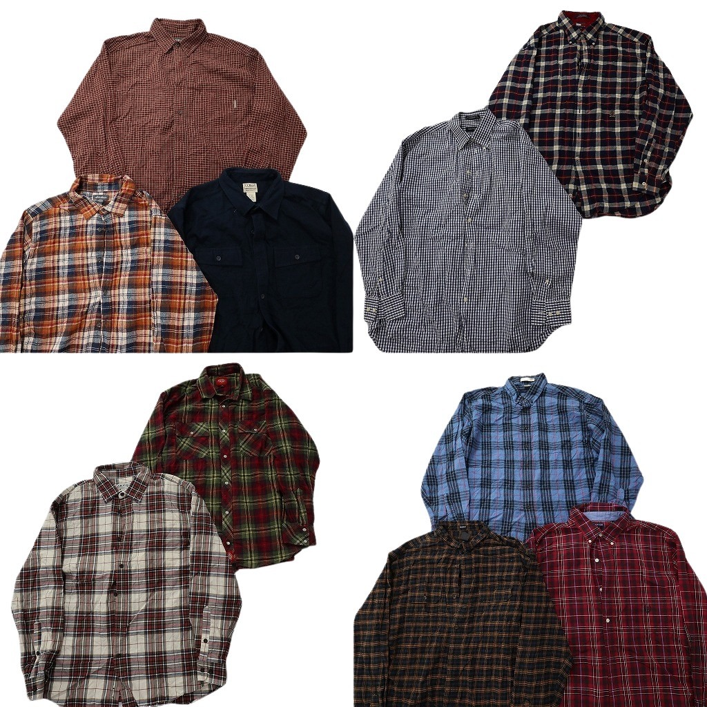 古着卸 まとめ売り ブランド 長袖シャツ 10枚セット ( メンズ XL ) ディッキーズ トミー フラッグタグ ウールリッチ 中古 古着 NF6385|YAMAHISA USEDCLOTHINGSHOP