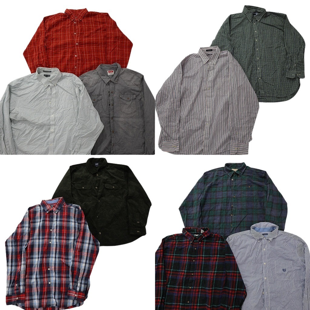 古着卸 まとめ売り ブランド 長袖シャツ 10枚セット ( メンズ 2XL ) オービス ラングラー チャップス トミー GAP 中古 古着 NF6397|YAMAHISA USEDCLOTHINGSHOP