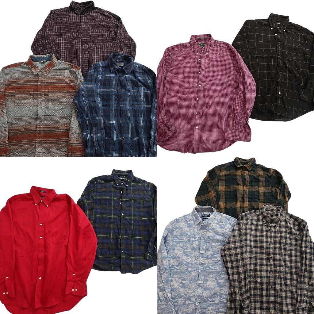 古着卸 まとめ売り ブランド 長袖シャツ 10枚セット ( メンズ L ) チャップス ノーティカ エディーバウアー 中古 古着 NF6402|YAMAHISA USEDCLOTHINGSHOP