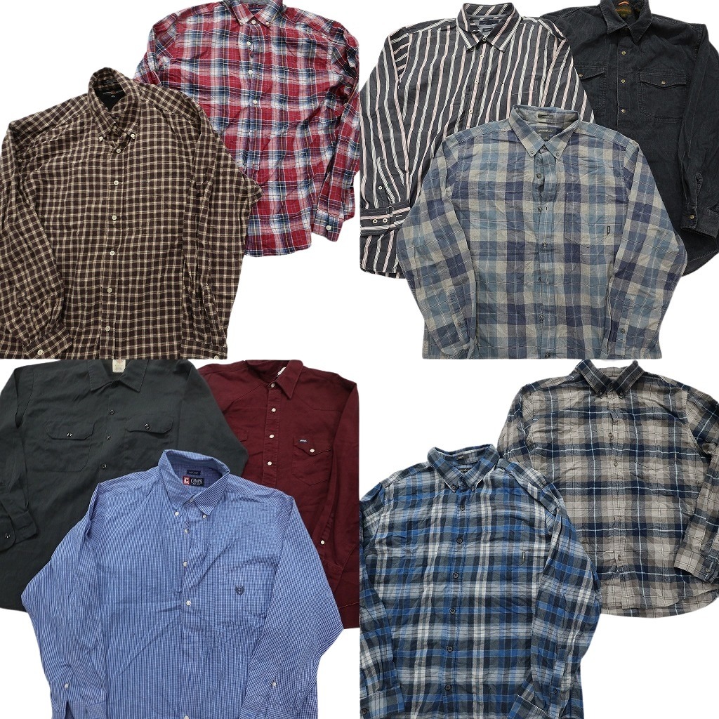 古着卸 まとめ売り ブランド 長袖シャツ 10枚セット ( メンズ XL ) ディッキーズ ティンバーランド ノーティカ チャップス 中古古着 NF6426|YAMAHISA USEDCLOTHINGSHOP