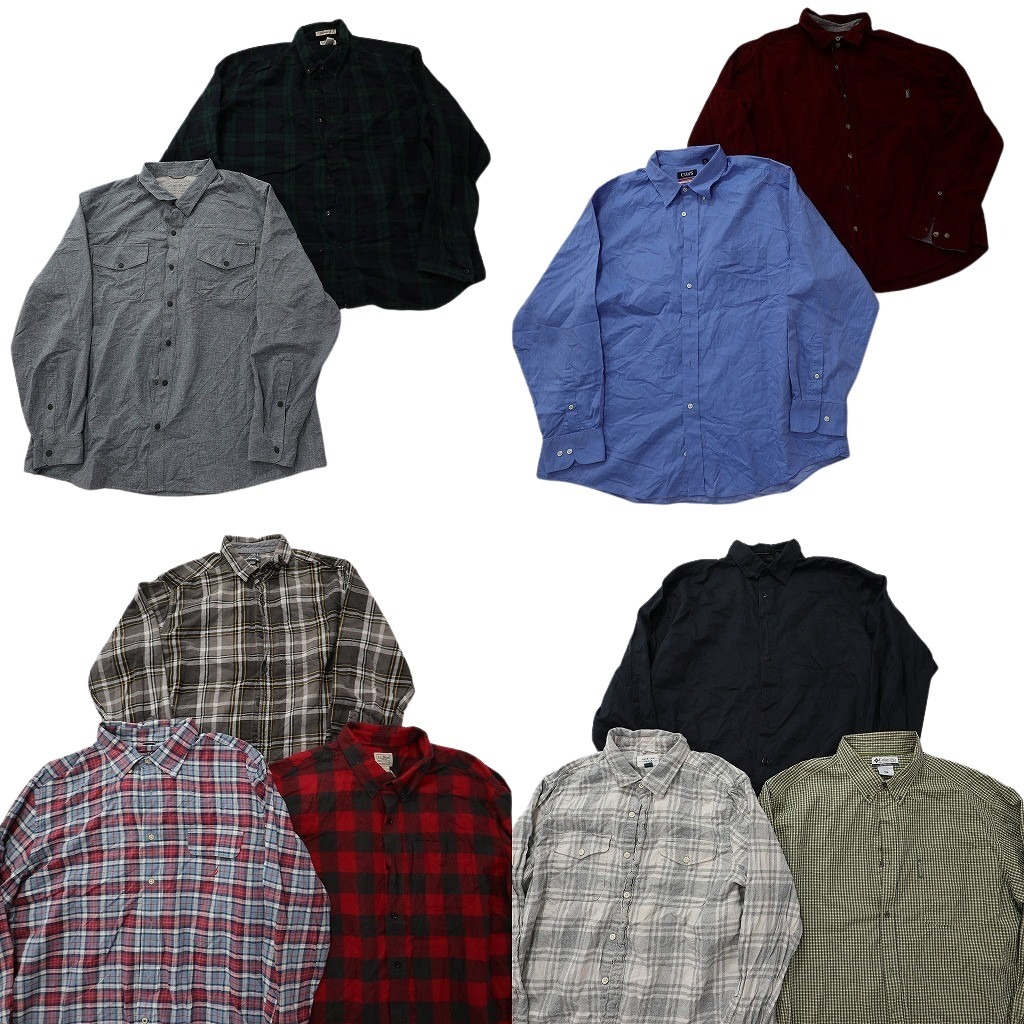 古着卸 まとめ売り ブランド 長袖シャツ 10枚セット ( メンズ 2XL ) ハーレーダビッドソン コロンビア チャップス ノーティカ 中古 NF6441|YAMAHISA USEDCLOTHINGSHOP
