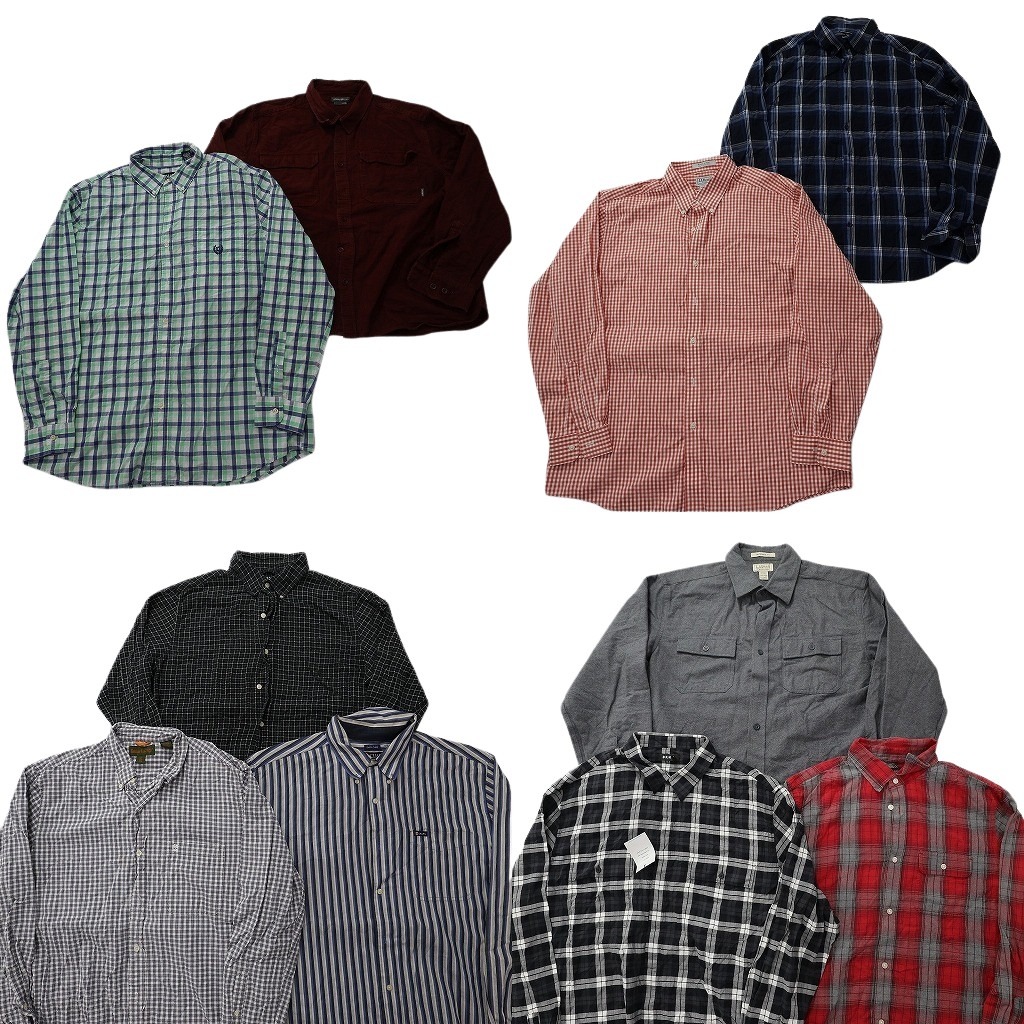 古着卸 まとめ売り ブランド 長袖シャツ 10枚セット ( メンズ XL ) ティンバーランド ノーティカ バナナリパブリック 中古 古着 NF6458|YAMAHISA USEDCLOTHINGSHOP