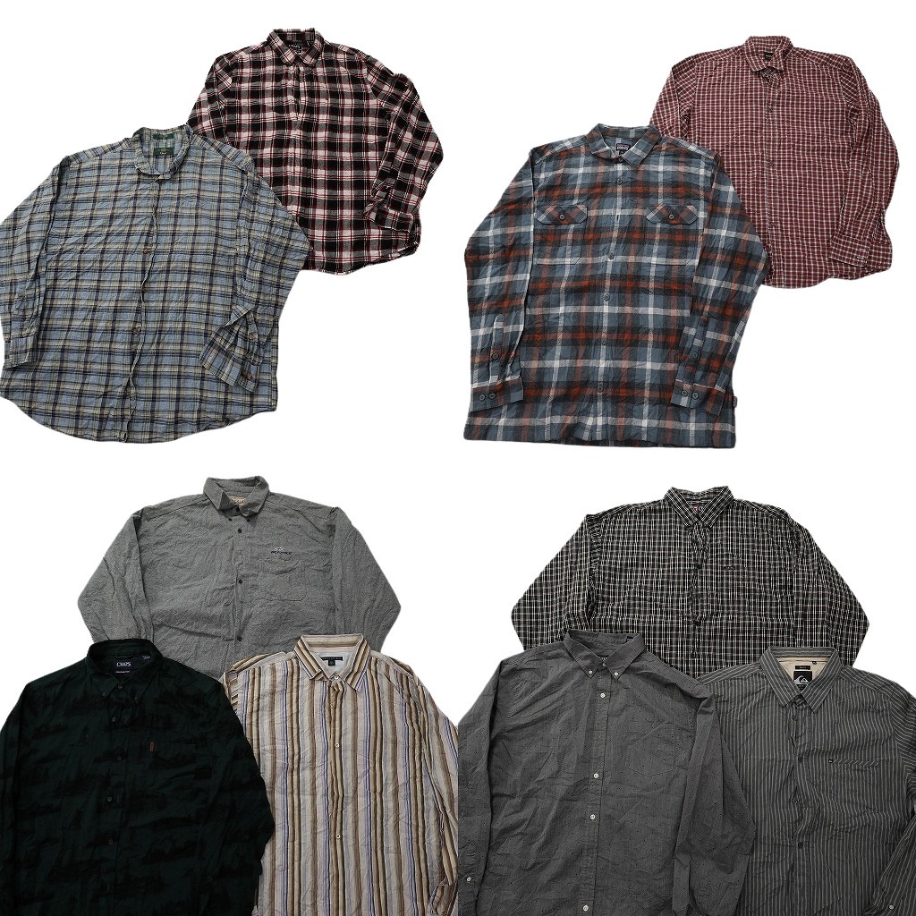 古着卸 まとめ売り ブランド 長袖シャツ 10枚セット ( メンズ 2XL ) パタゴニア BOSS バナナリパブリック チャップス 中古 古着 NF6459|YAMAHISA USEDCLOTHINGSHOP
