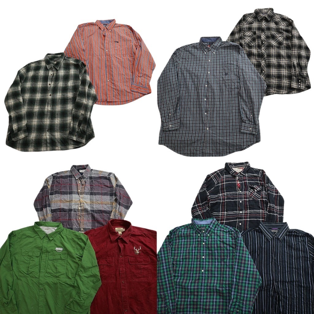 古着卸 まとめ売り ブランドMIX 長袖シャツ 10枚セット ( メンズ 2XL ) カベラス リーバイス ラングラー チャップス 中古 古着 NF6541|YAMAHISA USEDCLOTHINGSHOP
