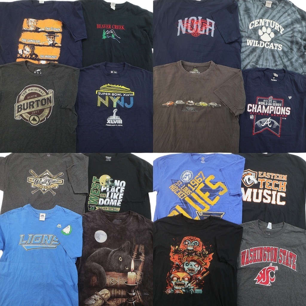古着卸 まとめ売り プリント Tシャツ 16枚セット ( メンズ L/2XL ) プロチーム NFL カレッジ風 大判プリント アニマル 中古 古着 NF6968｜YAMAHISA USEDCLOTHINGSHOP