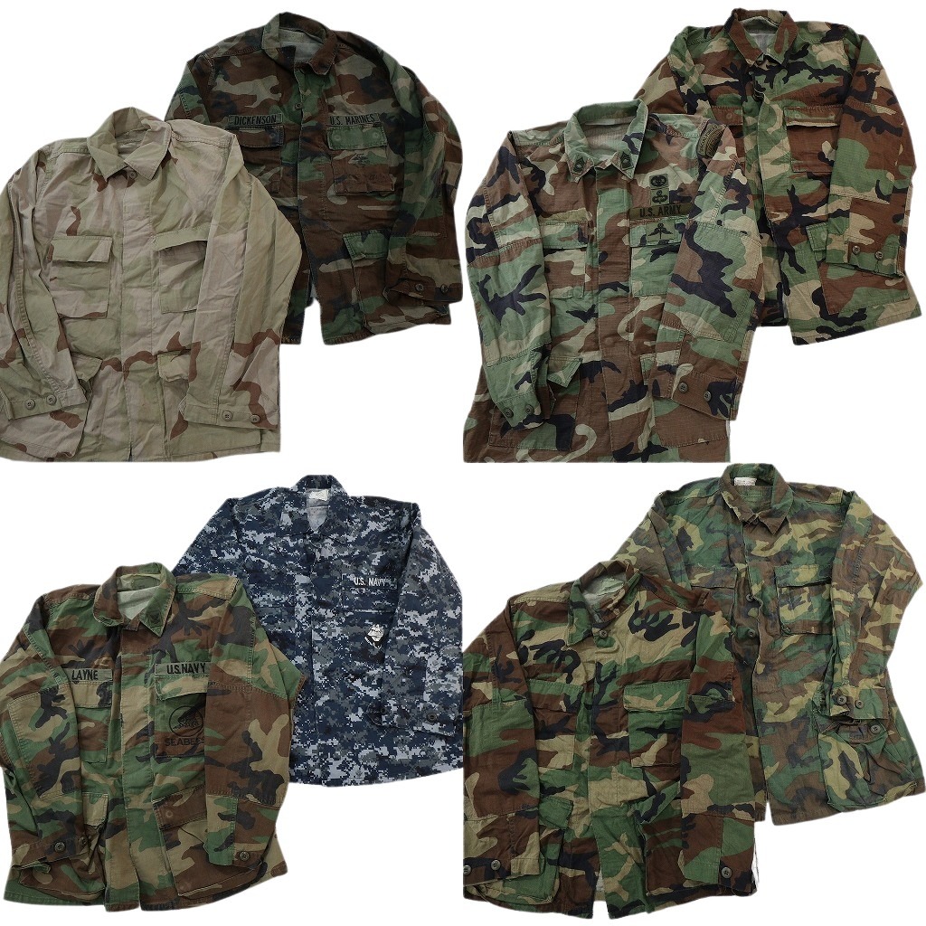 古着卸 まとめ売り ミリタリー フィールドジャケット 8枚セット ( メンズ M ) ブルー デジカモ ウッドランド NAVY ARMY 中古 古着 NF7185|YAMAHISA USEDCLOTHINGSHOP
