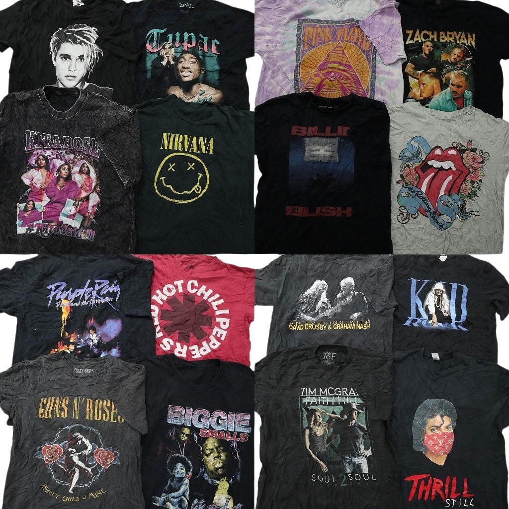 古着卸 まとめ売り 音楽・バンド Tシャツ 16枚セット ( メンズ L ) マイケルジャクソン ビギー ビリーアイリッシュ 中古 古着 NF7558｜YAMAHISA USEDCLOTHINGSHOP