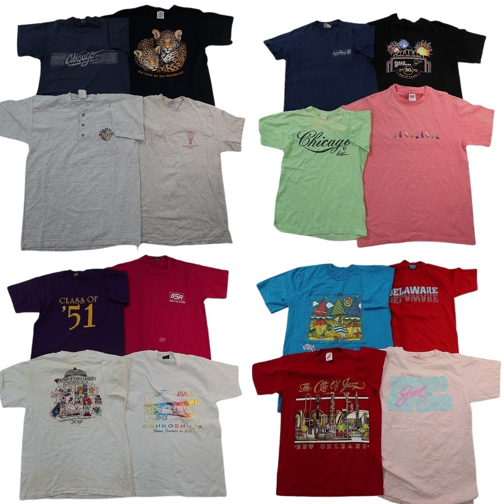 古着卸 まとめ売り ヴィンテージ シングルステッチ Tシャツ 16枚セット ( メンズ Ｍ ) スクリーンスターズ ヘインズ 中古 古着 NF7619｜YAMAHISA USEDCLOTHINGSHOP