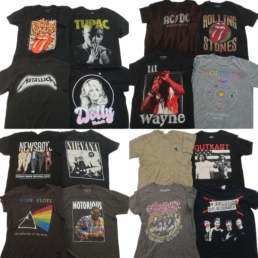 古着卸 まとめ売り 音楽・バンド Tシャツ 16枚セット ( メンズ Ｍ ) ローリングストーンズ ニュースボーイズ ニルヴァーナ 中古 NF7631｜YAMAHISA USEDCLOTHINGSHOP