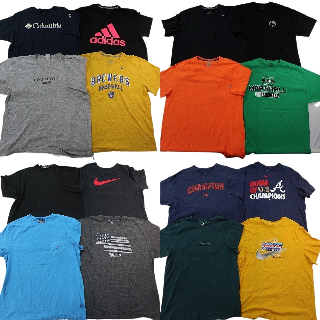 古着卸 まとめ売り ブランドMIX Tシャツ 16枚セット ( メンズ 2XL ) NIKE アディダス チャンピオン コロンビア 中古 古着 NF7682｜YAMAHISA USEDCLOTHINGSHOP