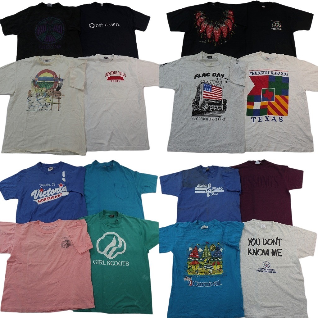 古着卸 まとめ売り ヴィンテージ シングルステッチ Tシャツ 16枚セット ( メンズ Ｌ ) フルーツオブザルーム ヘインズ ONEITA 古着 NF7687｜YAMAHISA USEDCLOTHINGSHOP 14,136円