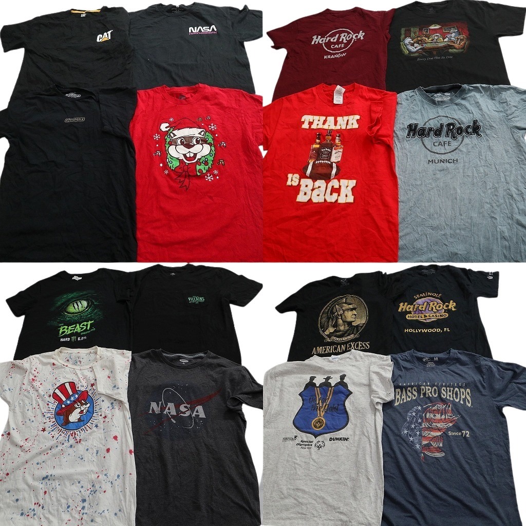 古着卸 まとめ売り 企業 Tシャツ 16枚セット ( メンズ M ) NASA バッキーズ CAT ハードロックカフェ モンスター 中古 古着 NF7807｜YAMAHISA USEDCLOTHINGSHOP