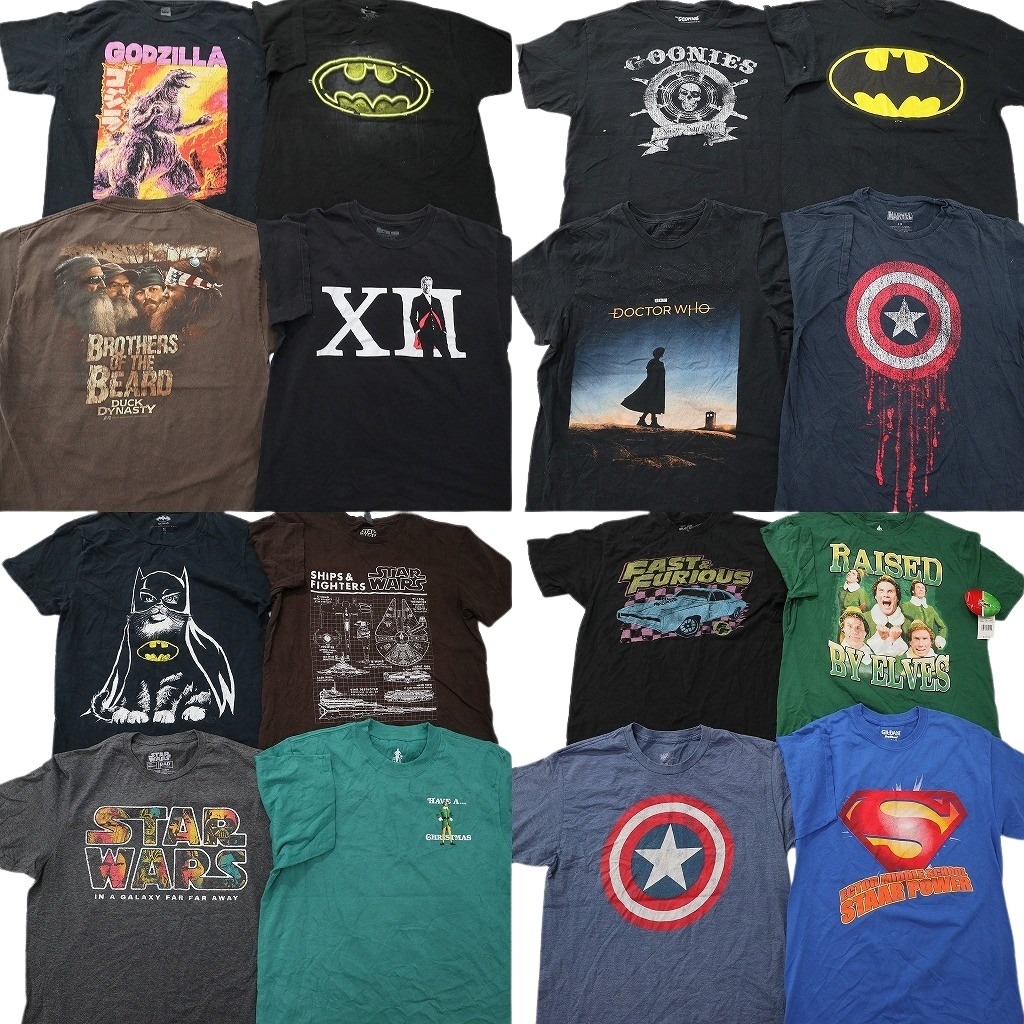 古着卸 まとめ売り 映画・ドラマ Tシャツ 16枚セット ( メンズ M/L ) デッドストック ワイルドスピード マーベル ゴジラ 中古 古着 NF7894｜YAMAHISA USEDCLOTHINGSHOP
