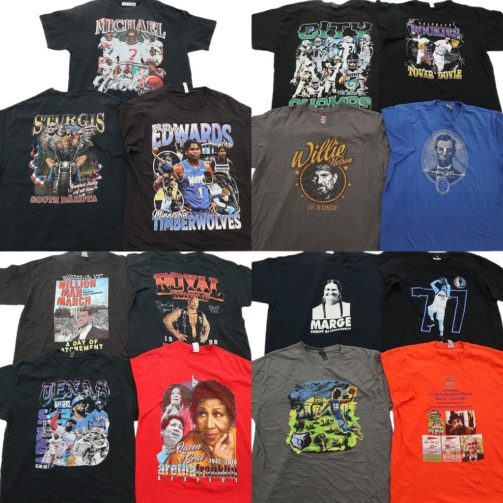 古着卸 まとめ売り 人物 Tシャツ 15枚セット ( メンズ XL ) プロチーム NBA MLB ストーン・コールド・スティーブ・オースチン 中古 NF7903｜YAMAHISA USEDCLOTHINGSHOP