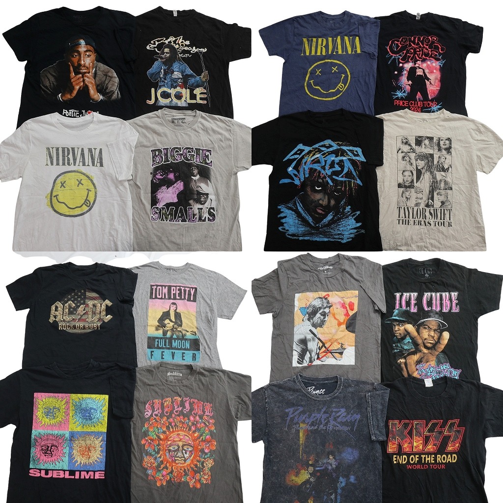 古着卸 まとめ売り 音楽・バンド Tシャツ 16枚セット ( メンズ M ) ニルヴァーナ KISS BIGGIE アイスキューブ ニルヴァーナ 中古 NF7922｜YAMAHISA USEDCLOTHINGSHOP