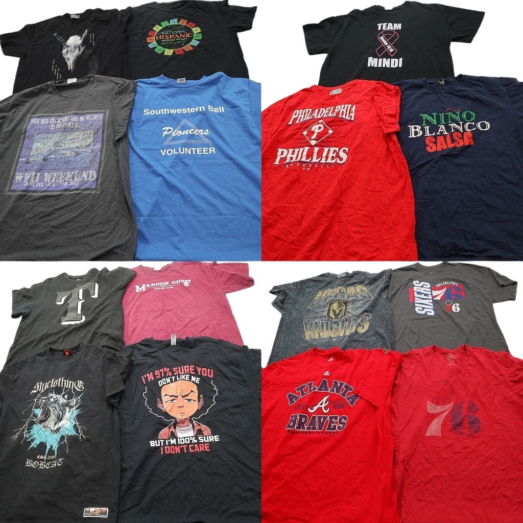 古着卸 まとめ売り プリント Tシャツ 15枚セット ( メンズ XL ) 大判プリント ホラー アニマル サンダー MLB 中古 古着 NF8302|YAMAHISA USEDCLOTHINGSHOP