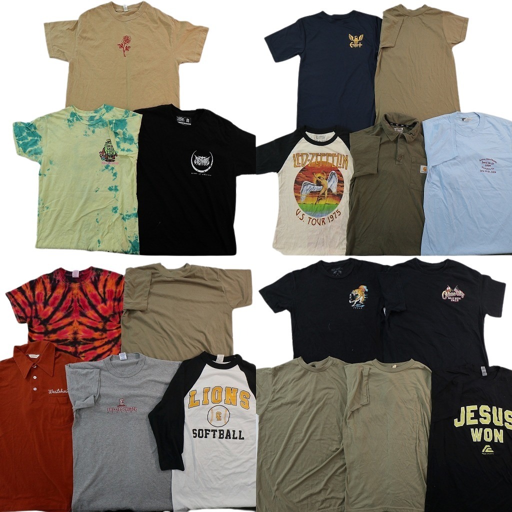 古着卸 まとめ売り Tシャツ トップス 18枚セット ( メンズ XS/S/M ) ポロシャツ カーハート 音楽 バンド レッドツェッペリン 中古 NF8376|YAMAHISA USEDCLOTHINGSHOP