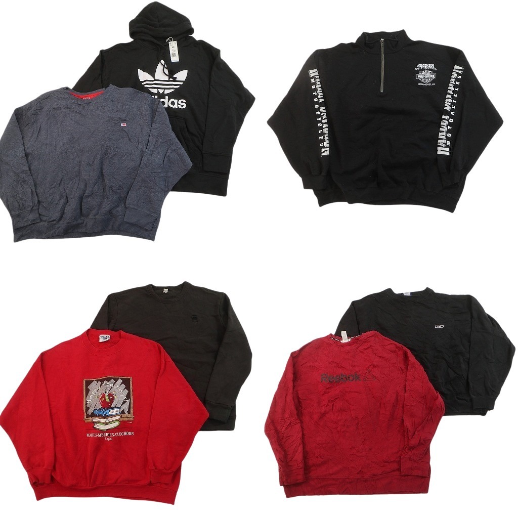 古着卸 まとめ売り ブランド スウェット 7枚セット ( メンズ 3XL/4XL ) ハーレーダビッドソン リーボック LEE アディダス 中古 古着 NF8741｜YAMAHISA USEDCLOTHINGSHOP