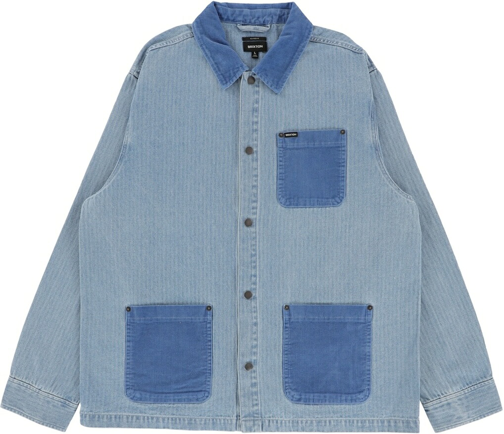Brixton Herringbone Lightweight Chore Jacket Light Wash Denim Herringbone M ジャケット 送料無料｜Hectarz