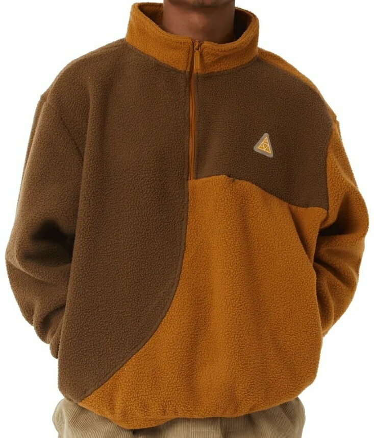 HUF Expedition 1/4-Zip Pile Fleece Coffee M フリース ジャケット 送料無料