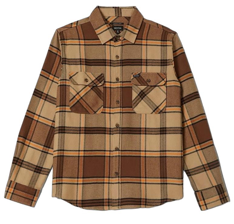 Brixton Bowery L/S Flannel Shirt Sand/Pinecone/Orange S フランネルプルオーバー 貨物輸送無料