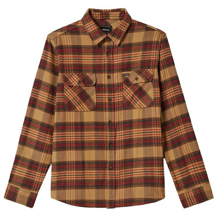 Brixton Bowery L/S Flannel Shirt Curry?/Washed Black?/Crimson M フランネルプルオーバー 貨物輸送無料
