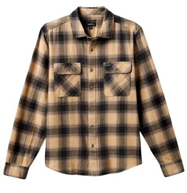 Brixton Bowery Lightweight Ultra Soft L/S Flannel Shirt Oat Milk/Cinder Grey L ネルシャツ 送料無料