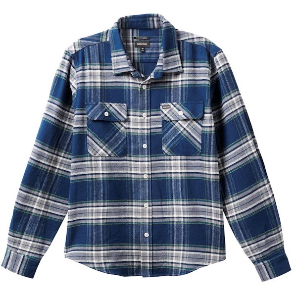 Brixton Bowery L/S Flannel Shirt Moonlit Ocean/Grey M フランネルプルオーバー 貨物輸送無料