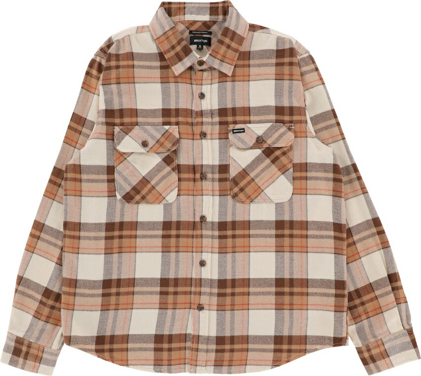 Brixton Bowery L/S Flannel Shirt Whitecap/Pinecone Brown/Burro Brown S フランネルプルオーバー 貨物輸送無料