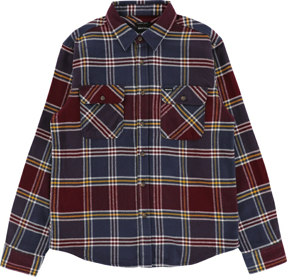 Brixton Bowery L/S Flannel Shirt Mood Indigo/Port/Saffron S フランネルプルオーバー 貨物輸送無料