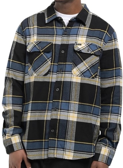 Brixton Bowery L/S Flannel Shirt Joe Blue Plaid S フランネルプルオーバー 貨物輸送無料