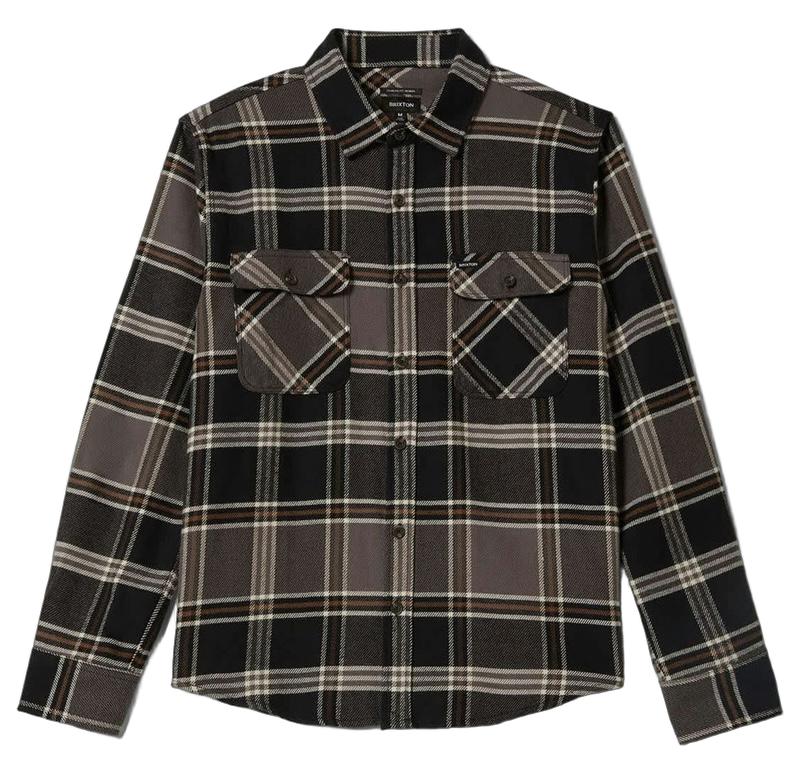 Brixton Bowery L/S Flannel Shirt Black/Charcoal/Pinecone S ネルシャツ 送料無料|Hectarz