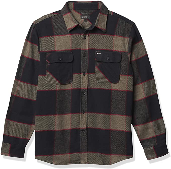 Brixton Bowery L/S Flannel Shirt Heather Grey/Charcoal L フランネルプルオーバー 貨物輸送無料