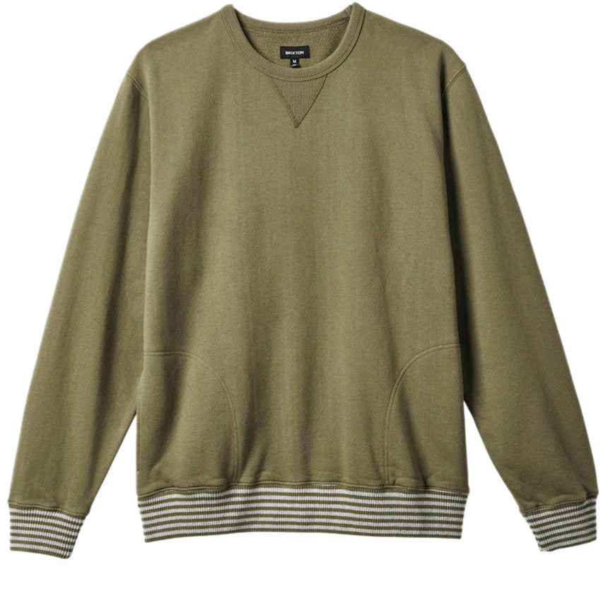 Brixton Collegiate Pocket Crew Sweatshirt Military Olive/Heather Grey Wo M 送料無料