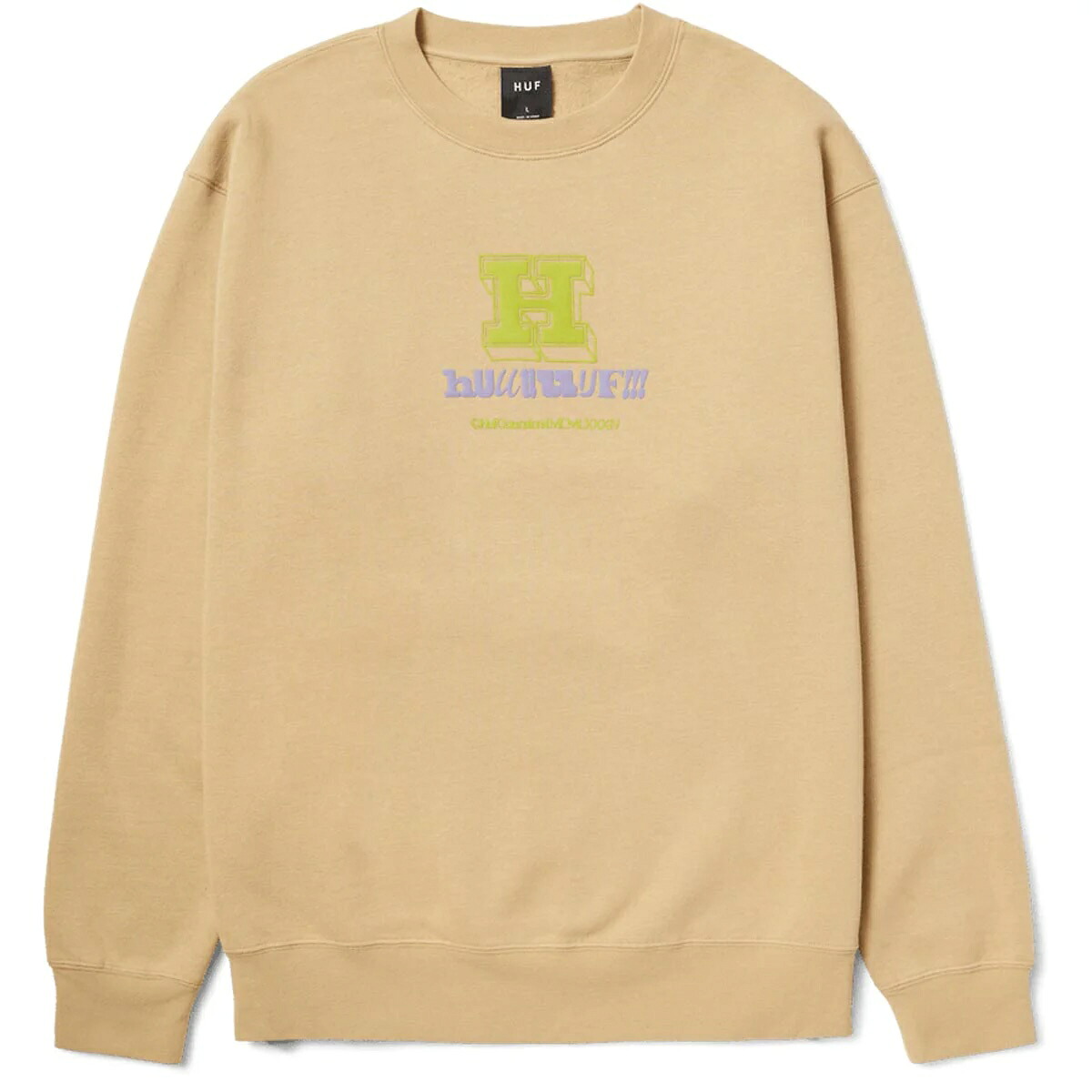 HUF Huuuf Crewneck Sweatshirt Oatmeal L トレーナー 送料無料