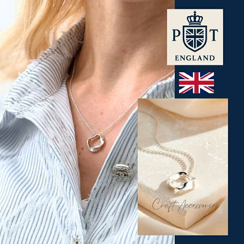 流線形 サークル ネックレス レディース シルバー スターリングシルバー 英国製 上品 華奢 揺れ感 大人 40代50代60代 女性 毎日使い ギフト