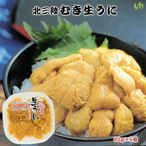 【全品P2倍★マラソン限定】三陸産 生うに 80g×5個 水揚げ次第新鮮発送！ ミョウバン未使用 送料無料 2025年初物 岩手県 洋野町種市産 計400g