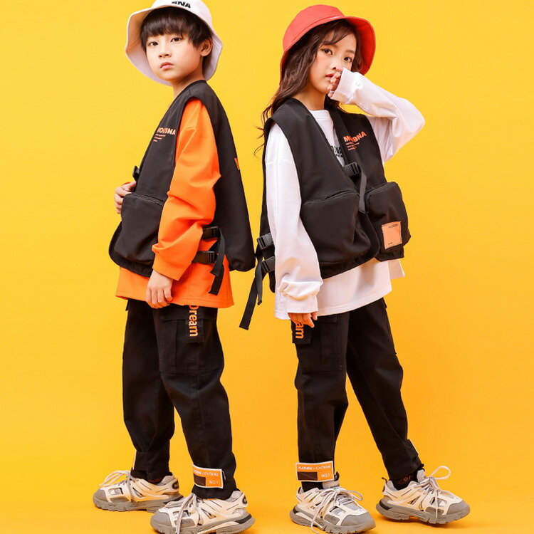 684円 新作入荷 キッズ ダンス衣装 ヒップホップ セットアップ ベスト 長袖 女の子 男の子 トップス ガールズ 上下セット 子供 キッズ ダンス 衣装 ダンス かっこいい ロングパンツ 110 1 130 140 150 160 170 180