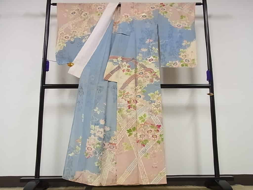 □平和屋□夏物 アンティーク 大正ロマン 刺繍 逸品 金銀糸 訪問着