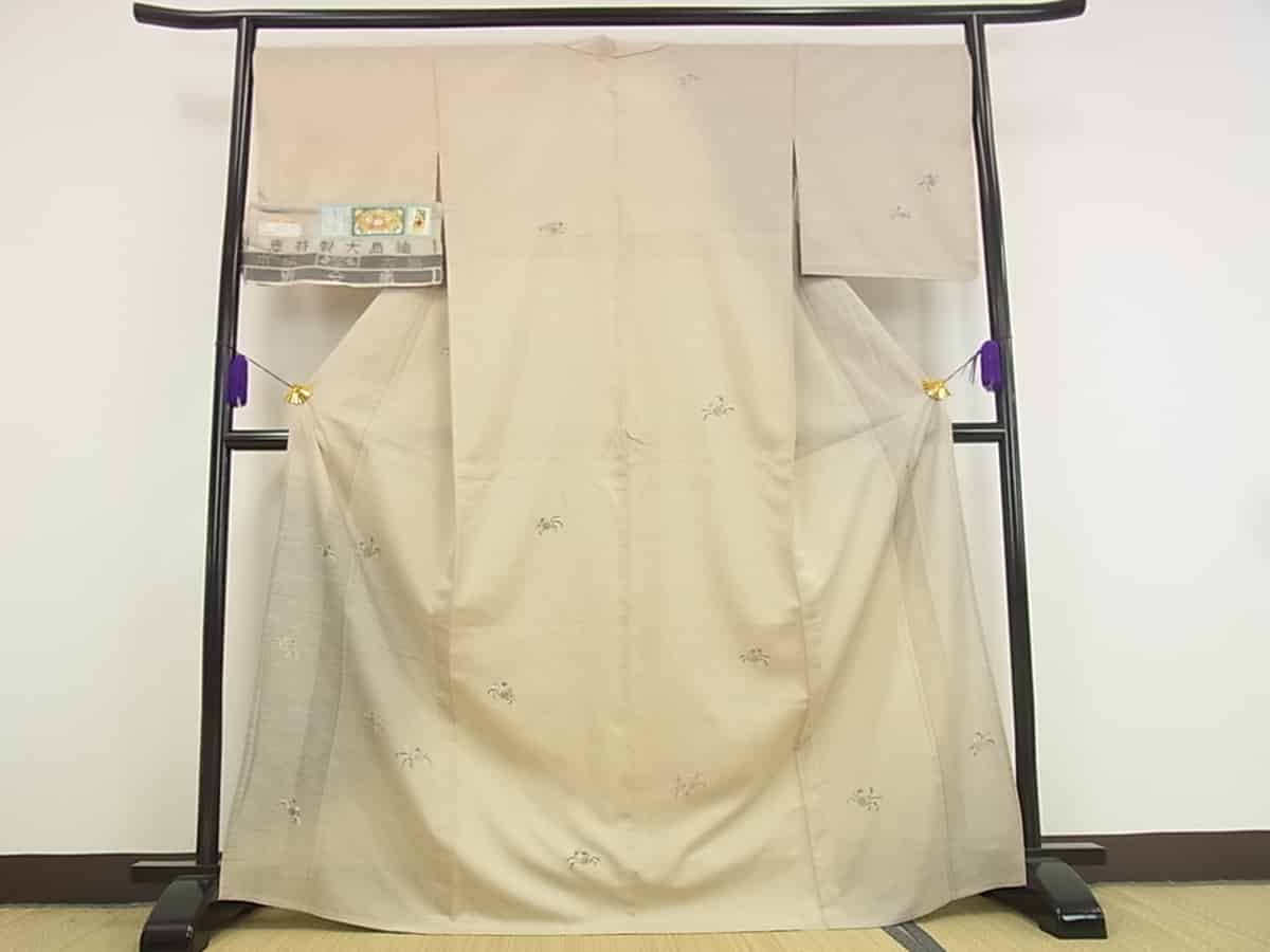 □平和屋□夏物 本場大島紬 夏大島 訪問着 恵大島紬織物謹製 蟹 証紙
