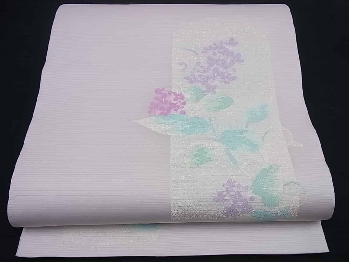 □平和屋□六通柄袋帯 花びら染 色紙花文 銀糸 逸品 未使用3s554 和服