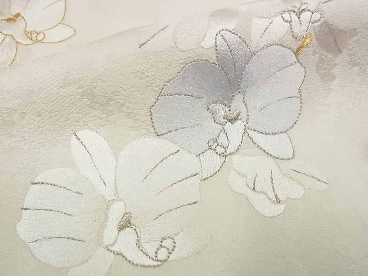 平和屋訪問着 単衣 総刺繍 逸品 胡蝶蘭 金銀糸 未使用s7862 和服