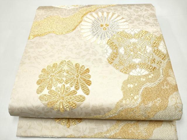 長閑やかさ屋御召しもの●六通柄袋帯 唐織 道長花丸文 現ナマ糸 正絹 珠玉 CABI0129hy