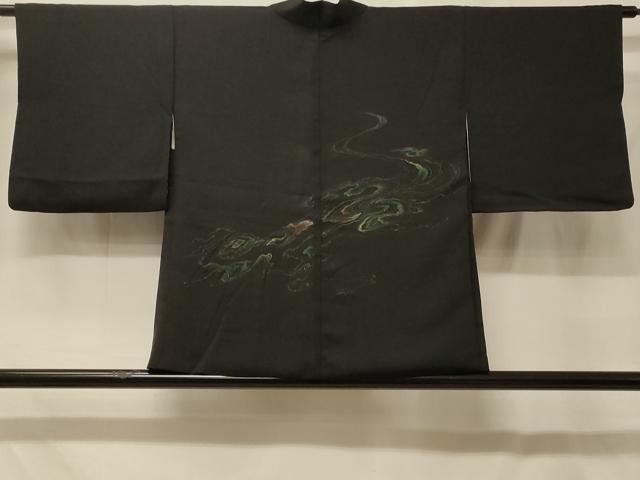 平和屋着物#羽織 寿光織 霞文 黒地 銀糸 正絹 逸品 CABF8924in|平和屋