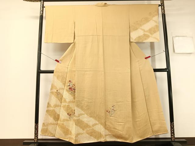 平和屋着物●訪問着　絞り　刺繍　草花文　金彩　正絹　逸品　CABB5141vp｜平和屋