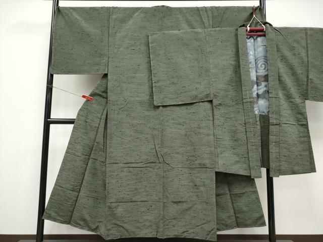 平和屋着物●極上 男性 紬 アンサンブル キングサイズ 色無地 藍媚茶色 逸品 未使用 CYAA4534s6|平和屋