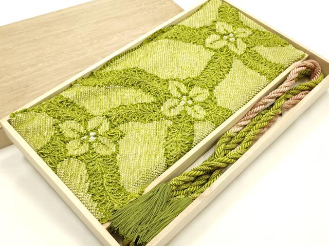 平和屋本店●和装小物 振袖用帯締め・帯揚げセット 総絞り 花柄 金糸 暈し 撚り房 逸品 AABJ8999ay|平和屋
