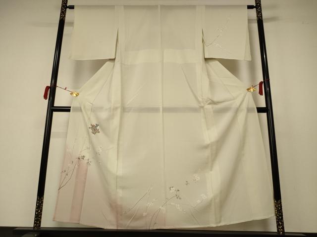 長閑やかさ屋御召しもの＊夏物 短い訪問着 絽 墨付き 小わっぱ 梅 正絹 珠玉 AABB6725jd