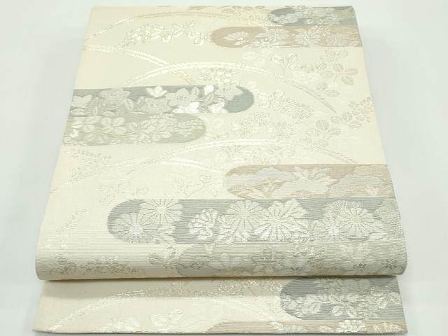 長閑やかさ屋御召しもの＊夏物 六通柄袋帯 秋草霞文 金糸 正絹 珠玉 未当て嵌める CABG7286rv
