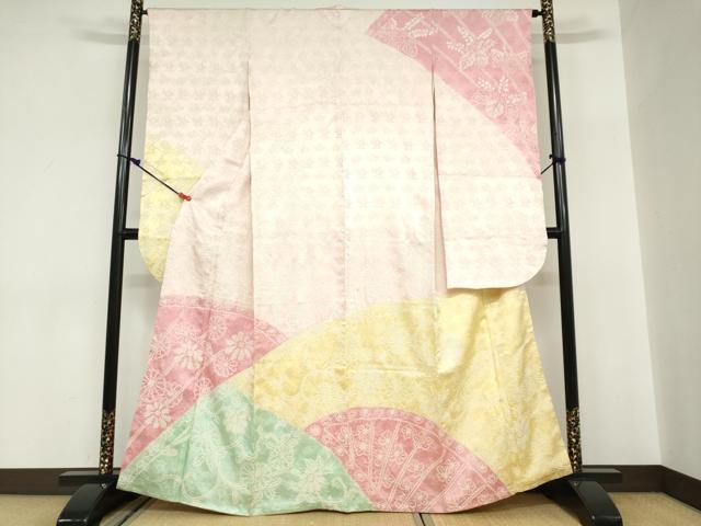 平和屋着物●豪華振袖　絞り　扇面草花文　正絹　逸品　DABC2587ud｜平和屋 24,375円